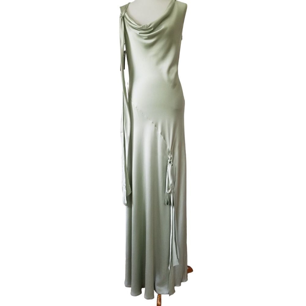 Alberta Ferretti Cowl Neck Evening Gown Dress Green Size 8 US / 44 IT NWT $2650